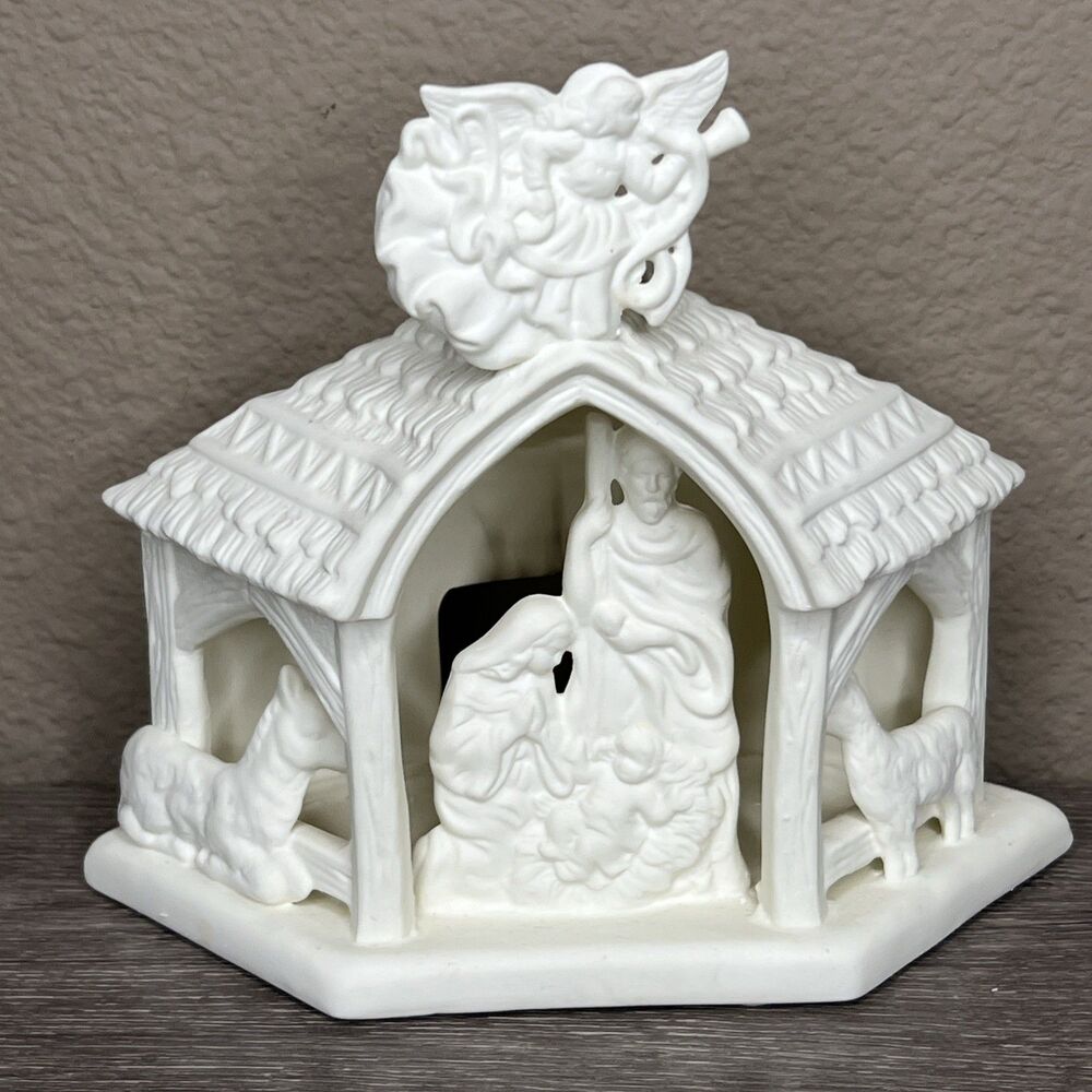 PartyLite Bisque Crèche Little Town Of Bethlehem Candle Holder Nativity
